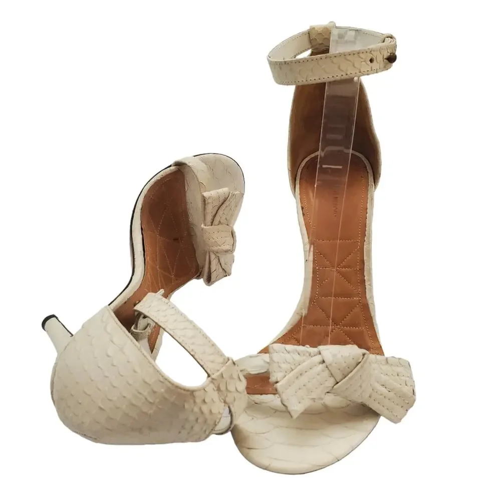 Isabel Marant "Dore"  White Python Bow Ankle Strap Heels (41) - Picture 3 of 6